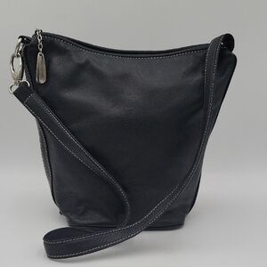 Donald J. Pliner Black Leather Bucket Shoulder Bag